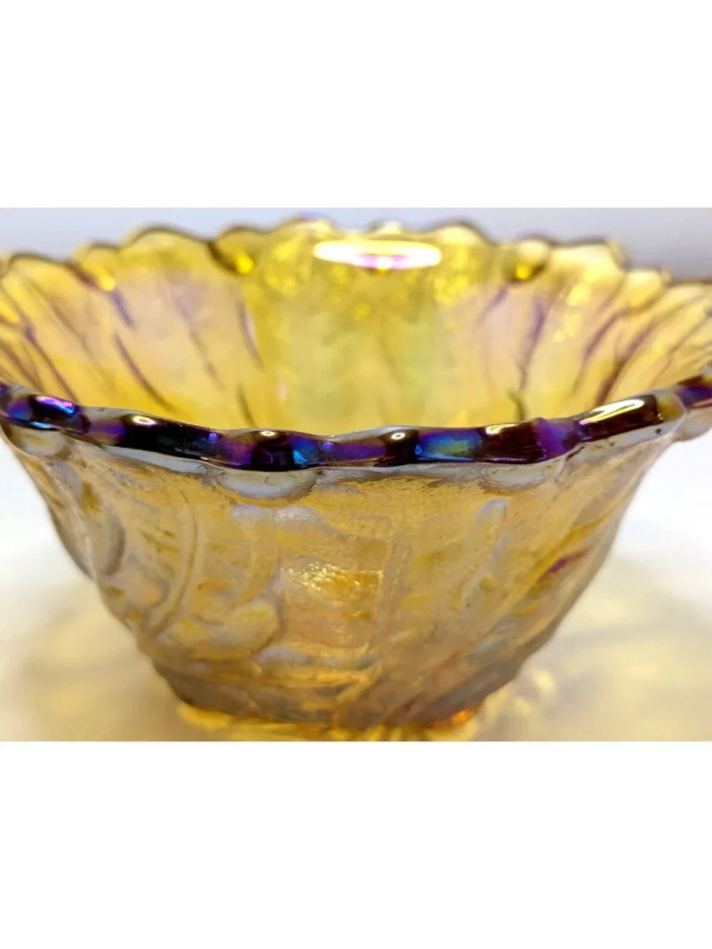 Vintage Indiana Glass Wild Rose Amber Carnival Glass Candle Holders Set Of 2